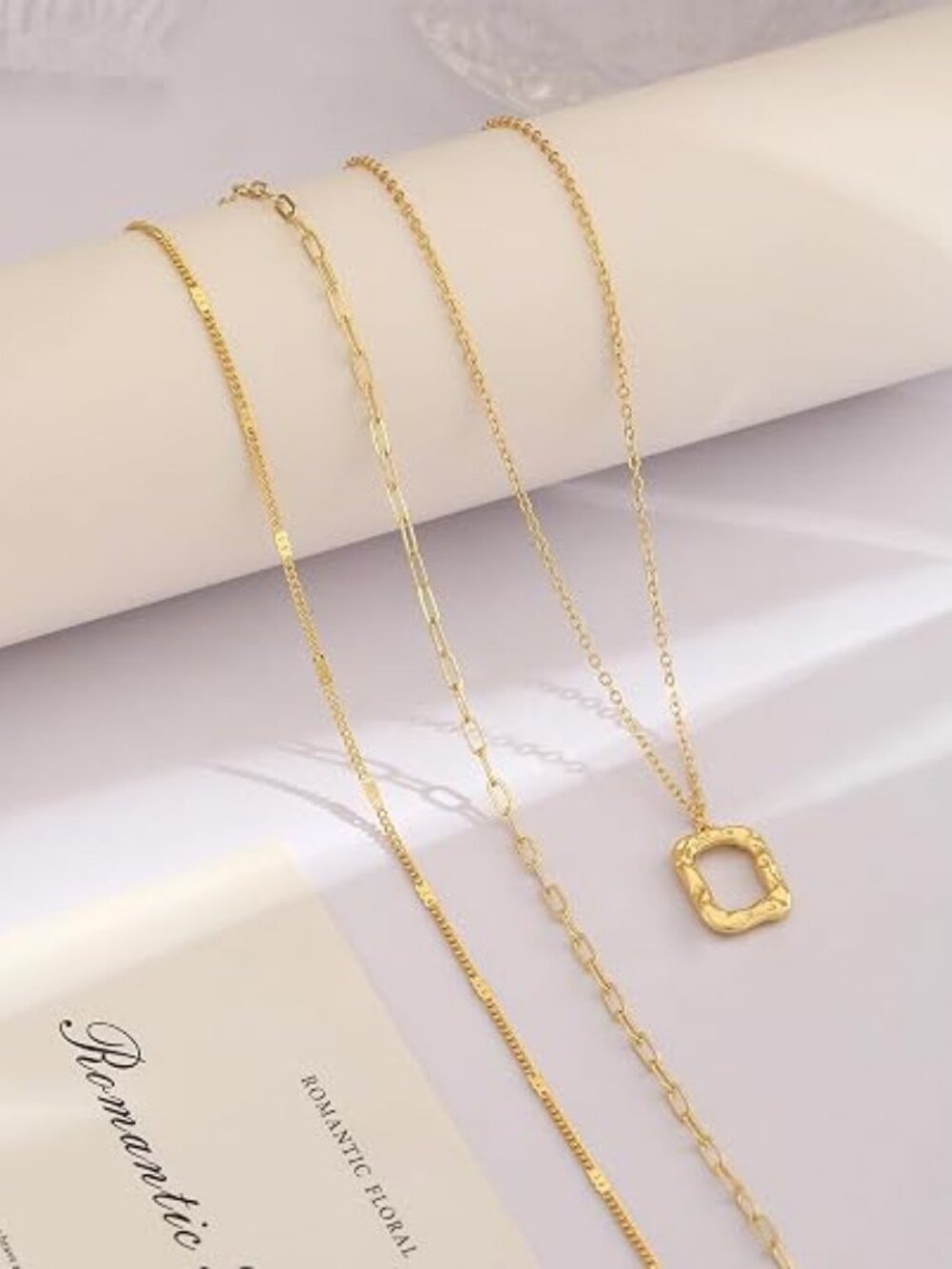 Layered Gold Necklace for Women, 14K Gold Plated Necklace Stack Set, Dainty Pend - Picture 3 of 5